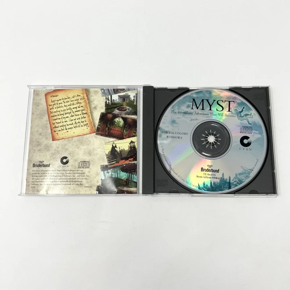 Myst PC Game‎ Windows 1996 Vintage CD-ROM Broderbund Cyan Jewel Case Manual
